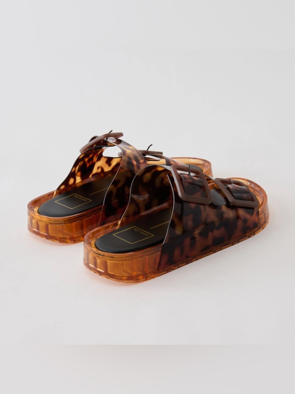 Dolce Vita Tortoiseshell Brown Double Buckle Slide Sandal - Picture 2 of 5